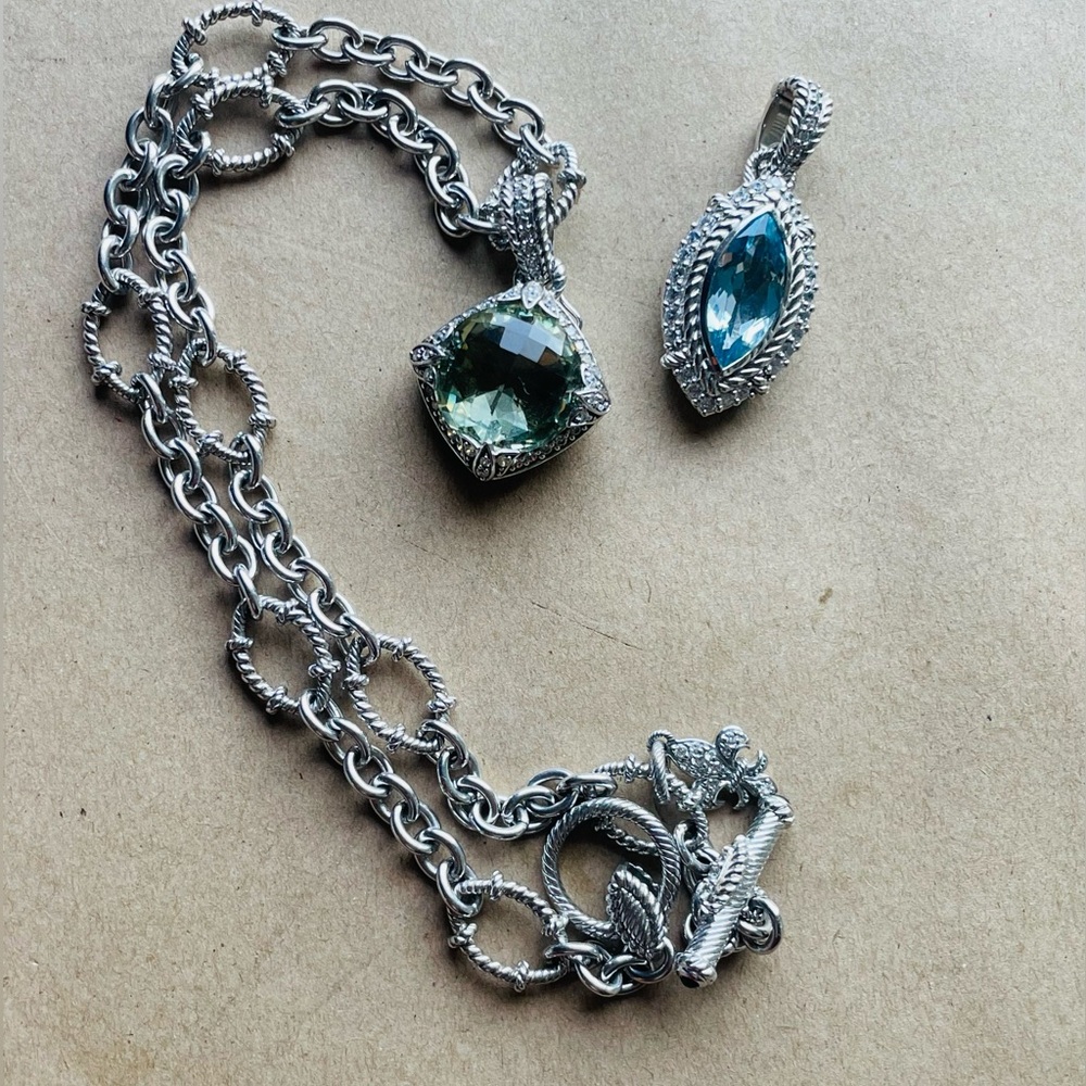 Judith Ripka Sterling Silver Necklace/ Gemstone Pendant Enhancers